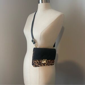 INC International Concepts Black and Leopard Crossbody Bag